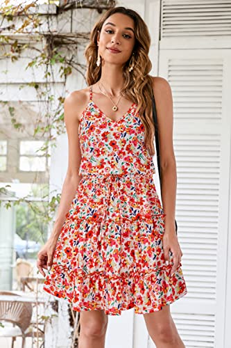 Image of Newshows Women's Summer Casual Dress Cute A Line Ruffle Hem Flattering Fit Beach Vacation Sundress