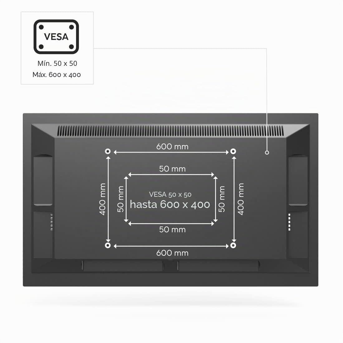 Hama Soporte de Pared Ultrafino para TV de 90 Pulgadas, VESA 50 x 50 a VESA 600 x 400, hasta 80 kg, Distancia a la Pared 1,45 cm, extraplano, Altura Ajustable, rígido, Fijo, con Tacos Fischer
