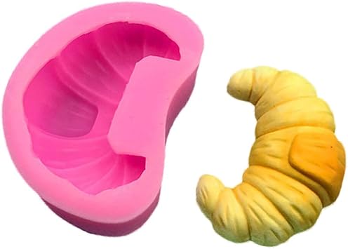 Bread Silicone Mould Zcargel 1PCS/5PCS Waffles Fondant Cake Maker Cookie Chocolate Pan Baking Mould Milk Chocolate Mold for Decoration Cupcake Topper 3D Croissant Bread Soap Mold