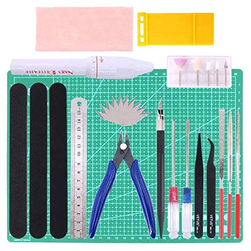 Construction Voiture WMYCONGCONG Lot De 18 Kit D'outils De Modélisme Kit D' Outils De Base Pour Modéliste Compatible Avec Gundam Modèle De Voiture D'avion Construction Réparer Modelisme Voiture