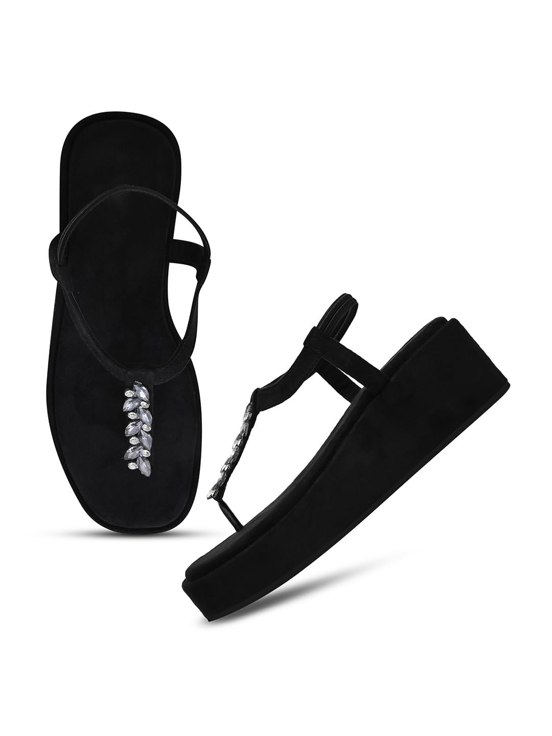 Lorixa Wedges Heel Sandals for Women | Open Toe Adjustable Strap | Stylish Comfort Casual Office Footwear Black 7 UK-image-31