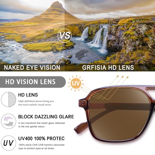 Image of GRFISIA Retro Aviator Sunglasses for Women Men Trendy Rectangle Womens Mens Sun Glasses Shades for Driving Vacation UV400