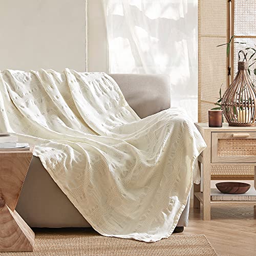 Terra É Pais - Textured Throw Blanket - Natural Off White #TOP9