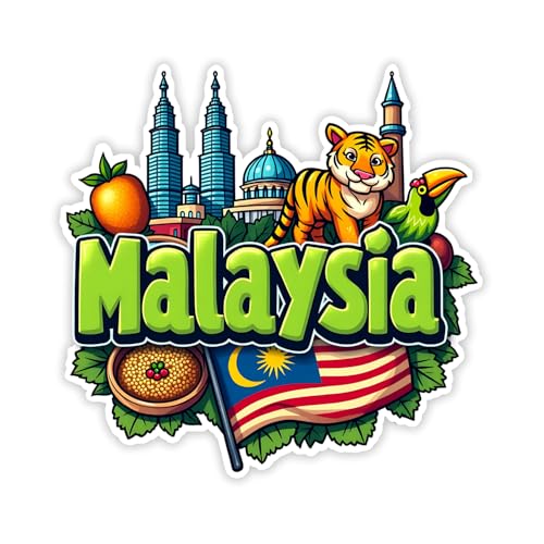 Image of Naxon Malaysia Country Theme Souvenir Wooden Refrigerator Stylish Fridge Magnet - Fridge Decoration Magnet for Kitchen & Home Decor | Perfect Souvenir Gift | Size 3x3 Inches | Pack of 1