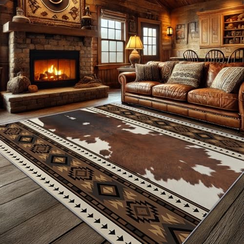 Tapete decorativo rectangular 5x7 Azteca marrón