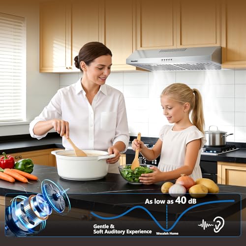 Image of 30 Inch Under Cabinet Range Hood, kitchen hood ductless 600CFM | Dual Motor Stainless Steel, 3‑Speed Fan,Convertible Ducted /Ductless,2 LED Lights,Baffle Filters,Top & Rear Vent
