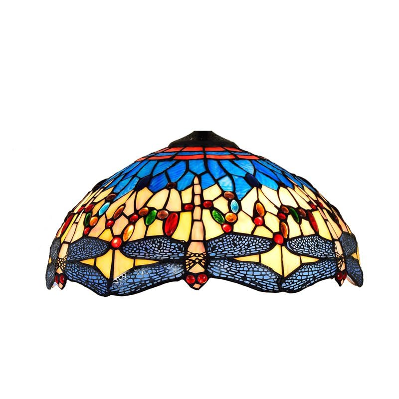 FUIBEJAE 16 inch Tiffany Lamp Shade Replacement, Dragonfly Stained Glass Lampshade Only for Table Lamps FLoor Lamp Ceiling Fixture Hanging Light
