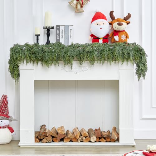 6FT Christmas Cedar Garland, Real Touch Full Greenery Christmas Decorations - image 9