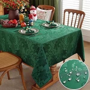 SASTYBALE Grüne Jacquard-Weihnachtstischdecke 152,4 x 305,6 cm