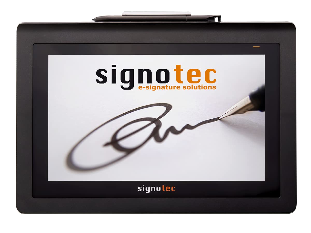 signotec Delta - Unterschriftenpad mit 10,1" Farb-LCD, Hochauflösender ERT-Stiftsensor, 2.048 Druckstufen, 500 Hz Abtastrate, RSA-Verschlüsselung, USB-Anschluss