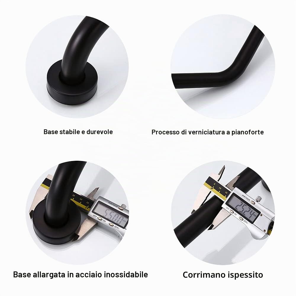 Maniglione Bagno Disabili Maniglia Antiscivolo Maniglione Antiscivolo Maniglione Acciaio Inox Maniglia per Vasca da Bagno Doccia Maniglione Sicurezza per Disabiliti Gravida Bambini, Nero