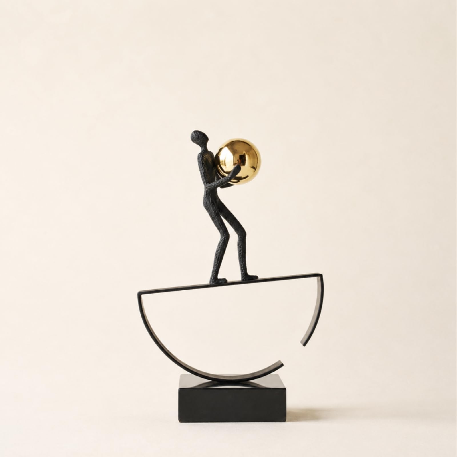 Figura con Esfera Texturizada Escultura No Representativa Minimalista Escultura No Representativa para Estantería, Oficina, Dorado