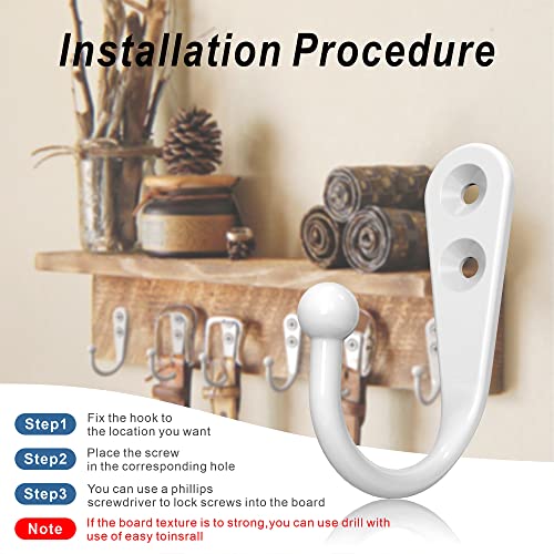 15PCS Coat Hooks - White Robe & Coat Wall Hooks with 30 Screws - Image 3