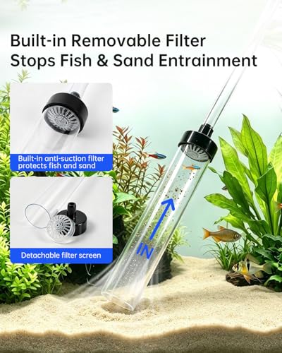 Image of Siphon Hose Fish Tank Cleaner, Aquarium Water Changer, Gravel Vacuum for Aquarium Sand & Gravel - Premium Designed for Superior Cleaning Performance, Safer Material, Battery-Free Design (7FT)