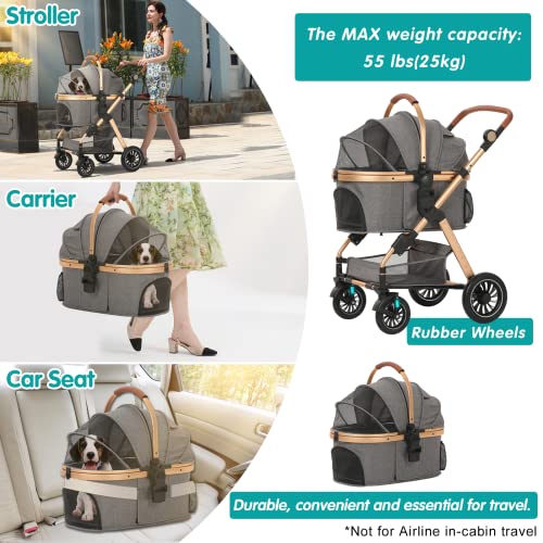 Ingborsa Pet Stroller, Dog Stroller For Medium Small Dog With Storage Basket Foldable Lightweight Dog Carrier Trolley.basket Can Be Used Alone.（Gray） #TOP1