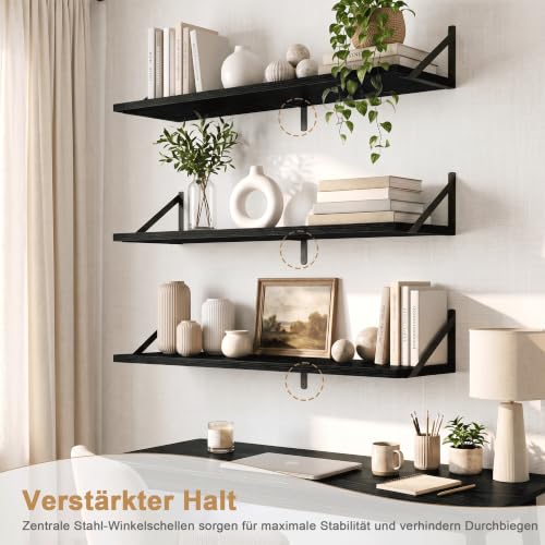 Fun Memories Schweberegal, 40 x 20 cm, 2er Set Wandregal mit Metallhalterungen, dekoratives Wandregal für Wohnzimmer, Schlafzimmer… – Ansicht 5