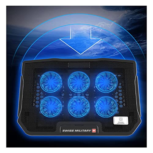 Swiss Military Laptop Cooling Stand with 6 Silent High-Speed Fans, Adjustable Height & Fan Speed, Anti-Slip Ventilated USB Laptop Cooler, Portable... - Image 2
