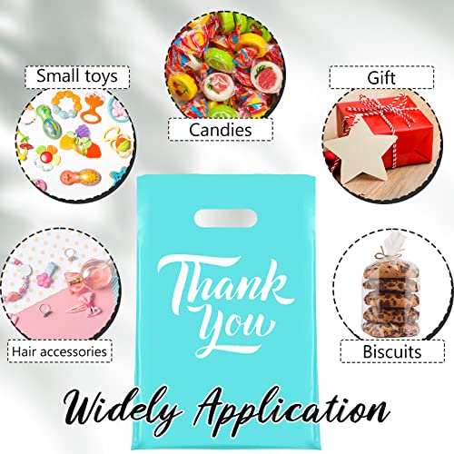 300 Pcs Thank You Merchandise Bags Die Cut Plastic Shopping Bags with Handles Thank You Gift Bags Plastic Gift Bags Boutique Bags Goodie Bags for Party, Stores, Business, Retail, 3 Sizes (Blue)
