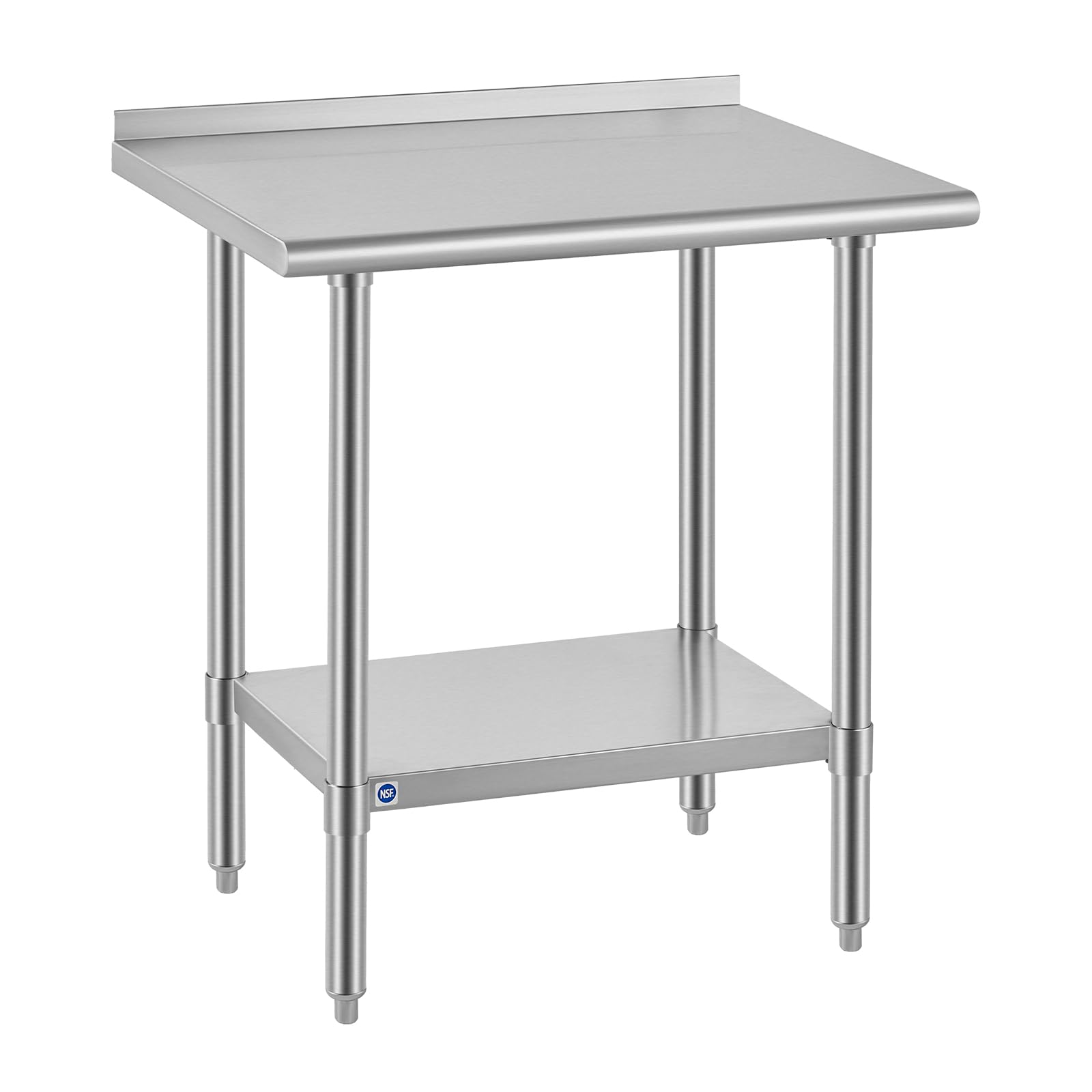 ROCKPOINT All Stainless Steel Perp Table with Backsplash 24x30 Inch, Commercial Heavy Duty Table with Stainless Legs &amp; Adjustable Undershelf, 710 lb Capacity for Restaurant,Home and Outdoor Kitchens