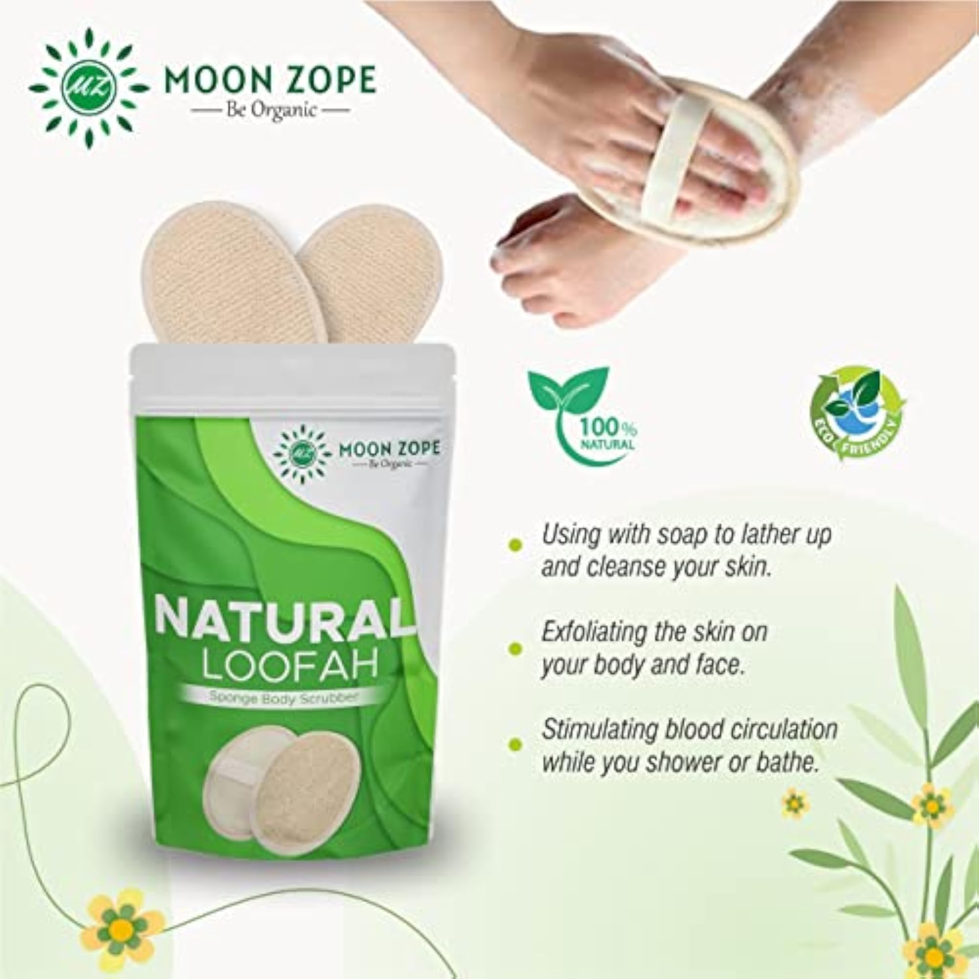 Organic Oval Loofah for Bathing, Eco-Friendly Gift