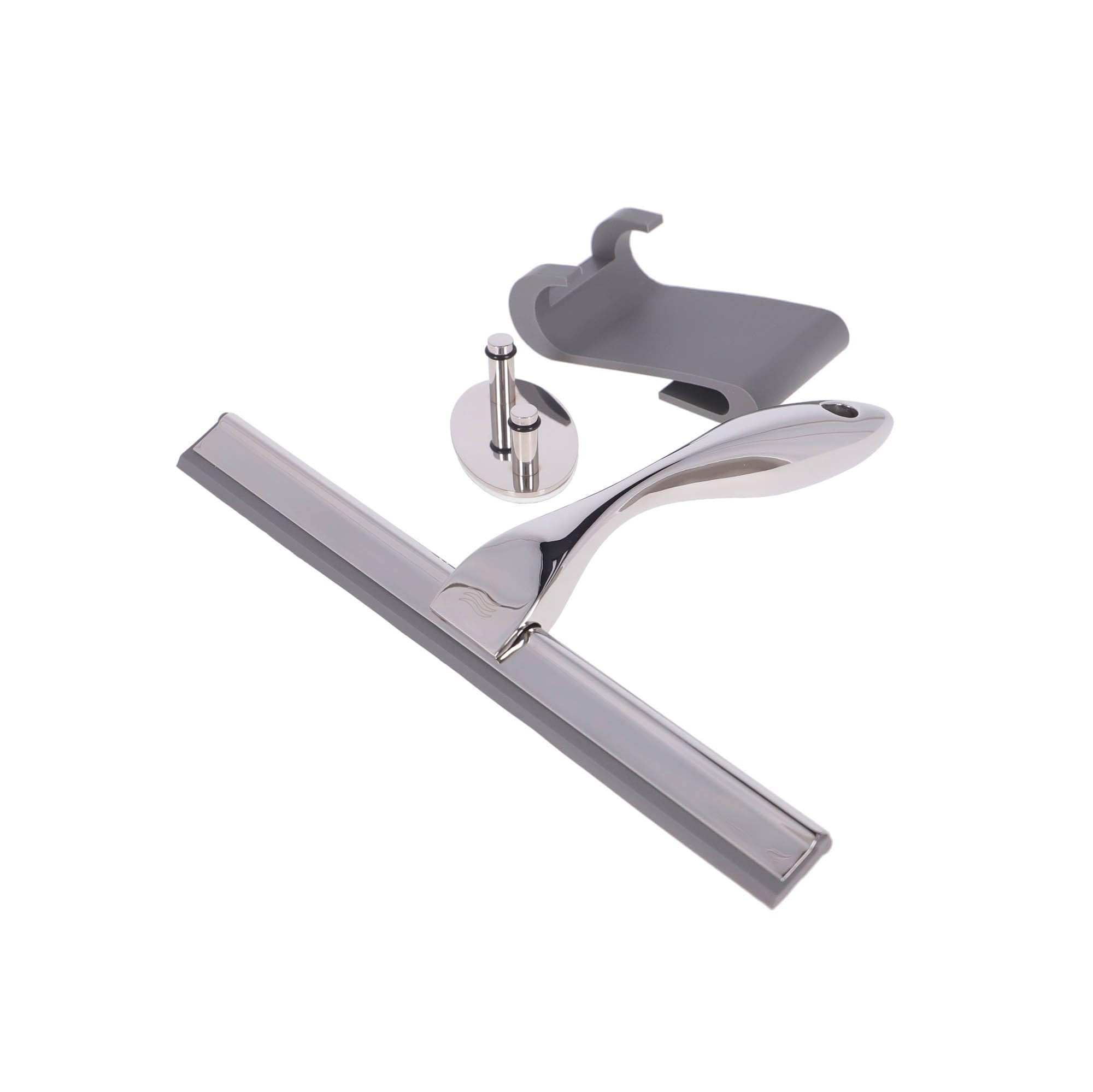 INDA Raclette Chrome 26cm Avec 2 systèmes de Fixation - Aménagement Salle de bain et Rangement