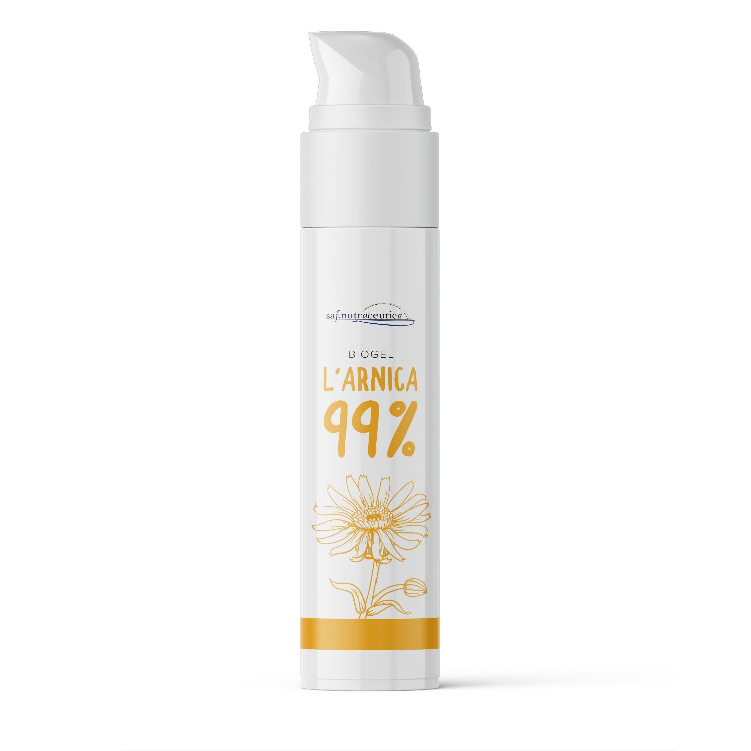 Saf.Nutraceutica - Arnica 99% pour Chevaux Usage Humain Biogel Extra Fort, à Action Rapide, 99% Naturel, Super Concentré avec Trois Extraits d'Arnica Montana, Testé Dermatologiquement, 100 ml