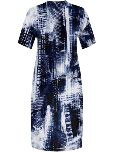 Image of SUZONANA Plus Size Denim Print Maxi Dresses for Women Casual V Neck Short Sleeve with Pockets Soft Jean Look Dress XL-6XL