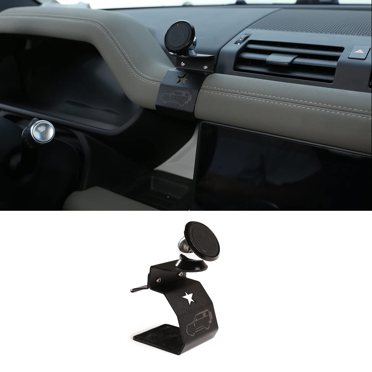 Supporto per cellulare auto compatibile con Land Rover Defender 2020-2023 | Versione C Supporto per smartphone – Montaggio semplice Dashboard per iPhone/Samsung