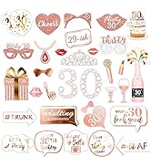 Rose Gold 30 Birthday Photo Booth Kit(32count),Konsait Funny Chic 30th Birthday Dirty Thirty Prop...