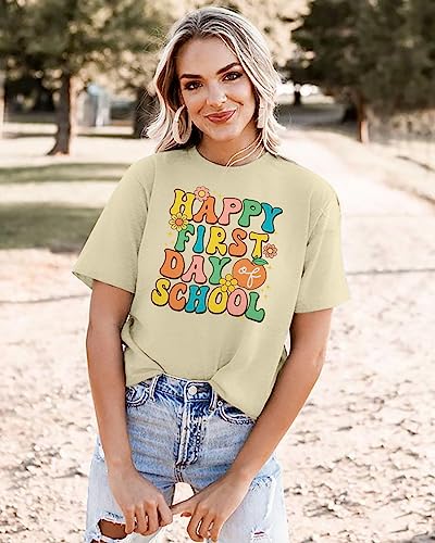 Happy First Day of School T Shirt Women Back to School Funny Shirts Teacher Teaching Appreciation Gift Graphic Cute Tops - Image 5