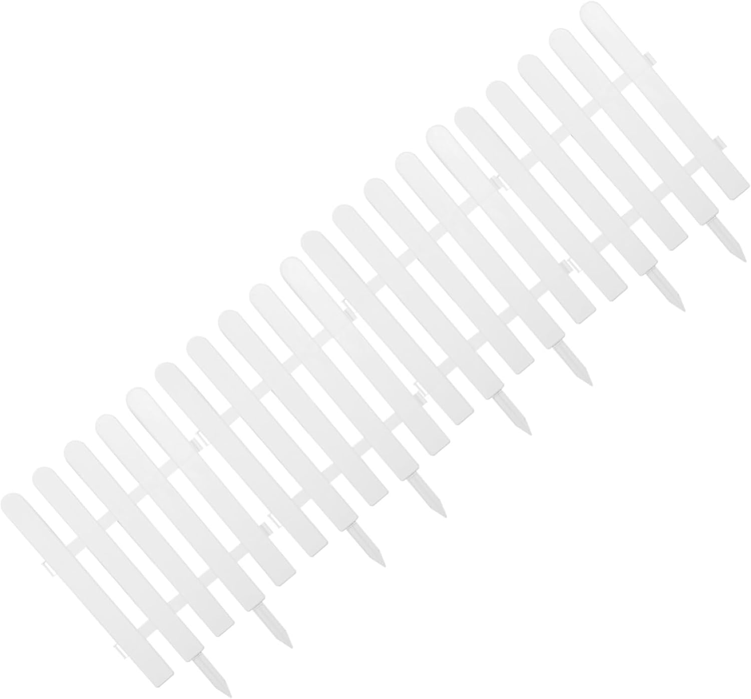 POPETPOP 4pcs White Picket Fence Garden Edging Decorative Plastic Border for Flower Beds and Landscaping Easy to Install Suitable for Yard and Patio