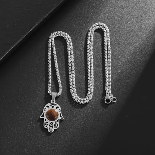 Pendentif en pierre naturelle acier de synthèse chic mixte - 5