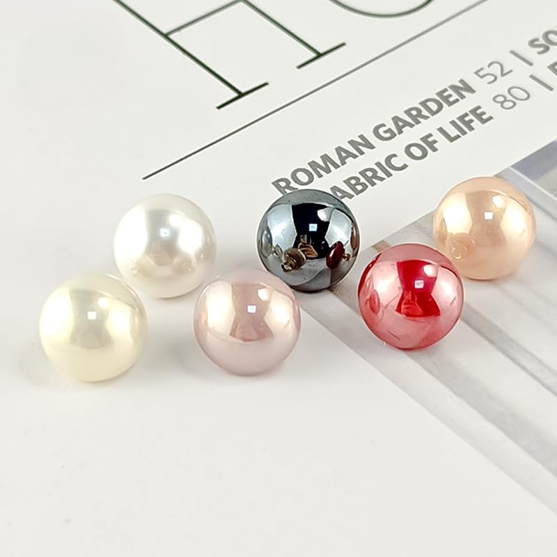 Guziki perłowe Guziki perłowe, 50 szt., 10 mm, różowe, czerwone, małe, okrągłe, półgruszkowe, do rękodzieła materiałowego(Rose Red)