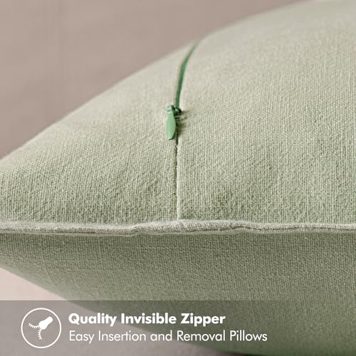 Image of MIULEE Decorative Linen Pillow Covers 18x18 Inch Light Green Boho Farmhouse Neutral Spring Couch Throw Pillows for Bed Pack of 2 Accent Modern Pillowcase Summer Sofa Livingroom Home Decor
