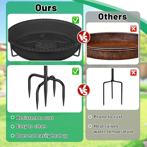 YOADEHOA Bain d'oiseau pour l'extérieur avec Base métallique Amovible Bol, Bains d'oiseaux alimentateur Bol pour l'extérieur Jardin Patio Jardin pelouse décor (Noir) – vue 5
