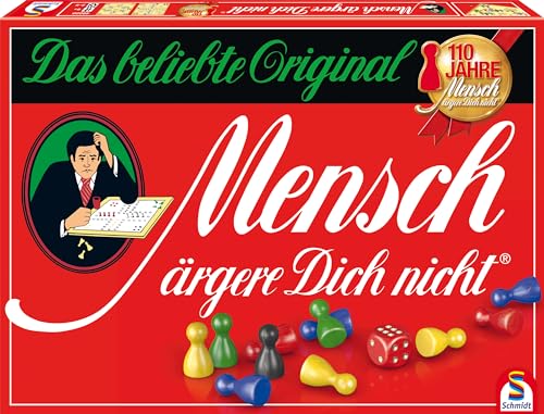 Schmidt Spiele 49020 Mensch ärgere dich nicht Jubiläumsausgabe, mit Figuren und Würfeln aus Holz