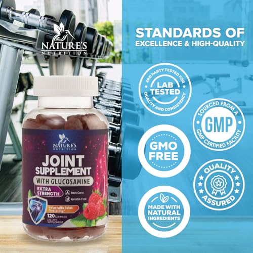 Joint Support Gummies Glucosamine Plus Vitamin E - Nature's Joint Support Supplement for Occasional Discomfort for Back, Knees & Hands - Cartilage & Joint Health & Flexibility Support - 120 Gummies - Image 5