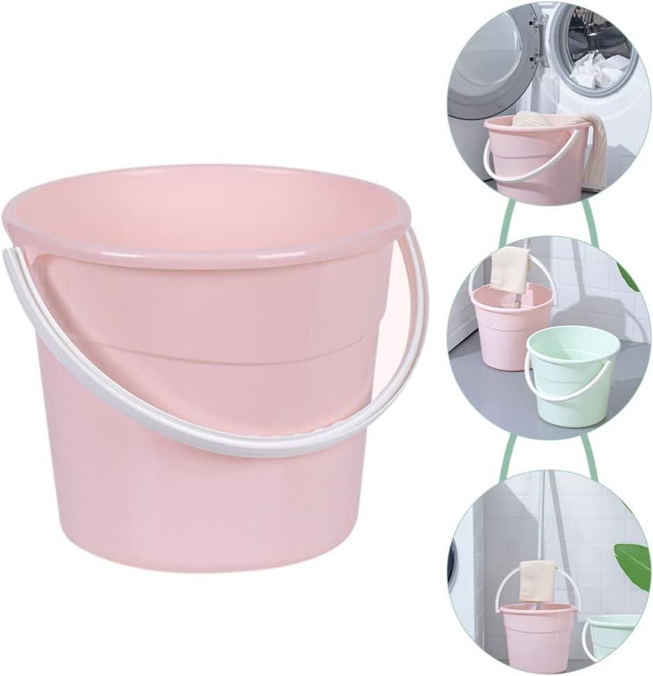 Water Bucket Plastic Floor Mopping Water Bucket with Handle for Bath Fishing Washing Car Pink