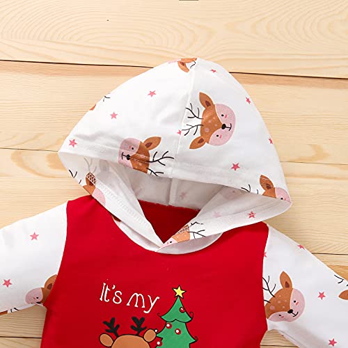 Noubeau My First Christmas Baby Girl Boy Outfit Car Truck Long Sleeve Pocket Hooded Romper Jumpsuit Xmas One Piece Clothes3
