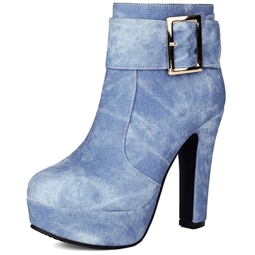 Bottes de cheville à bout rond et talon bloc pour femme Gicoiz