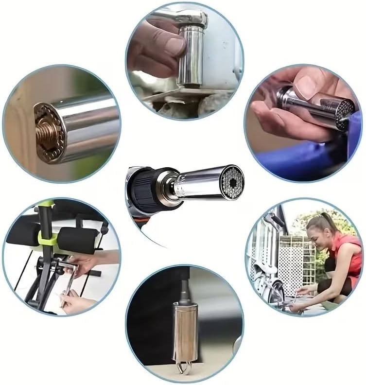 2PCS 2Pcs Universal Torque Wrench 7-19mm Hexagonal Multi-functional Universal Socket, Silver