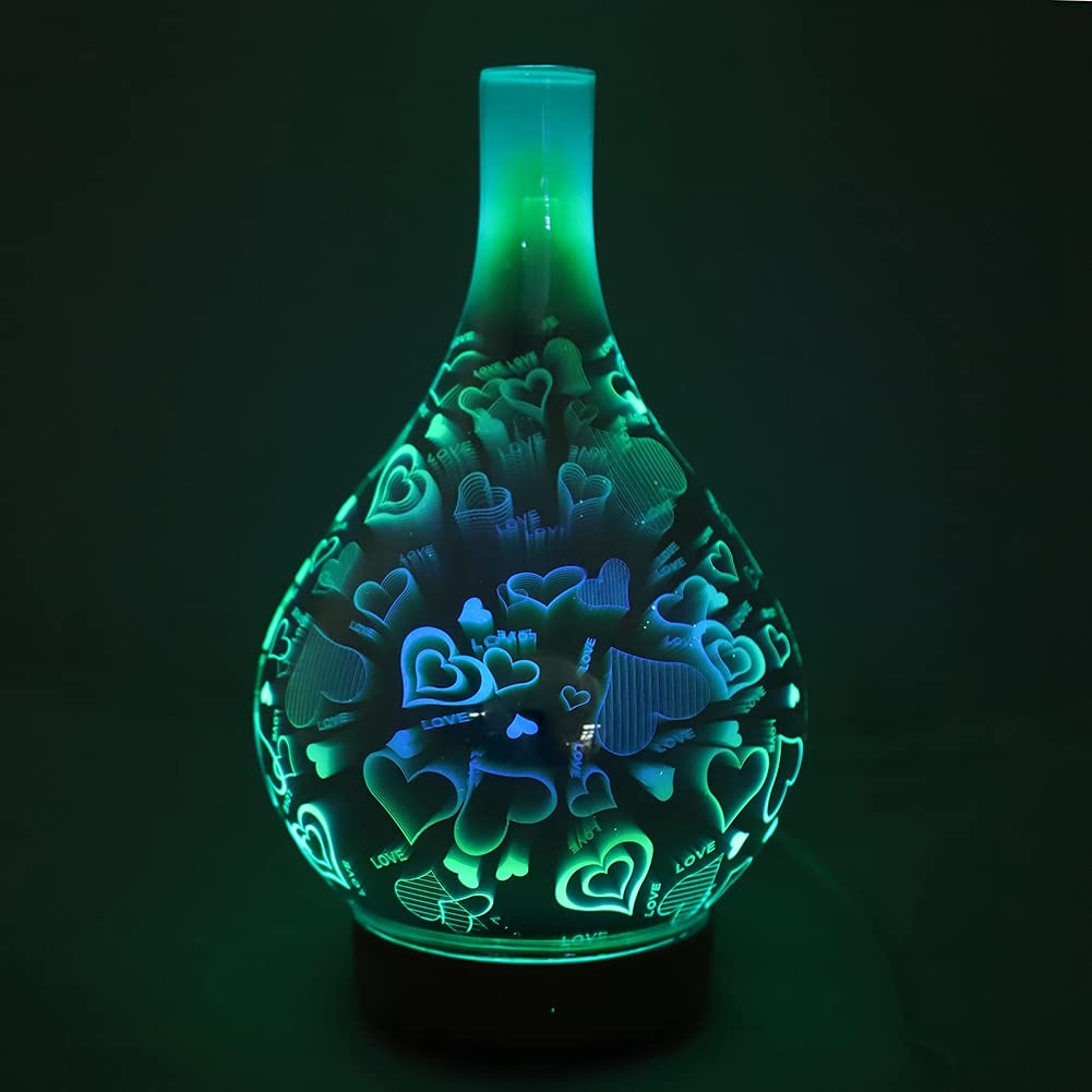 Diffusore e umidificatore di oli essenziali per aromaterapia ad ultrasuoni da 100 ml con luce notturna a LED per camera da letto