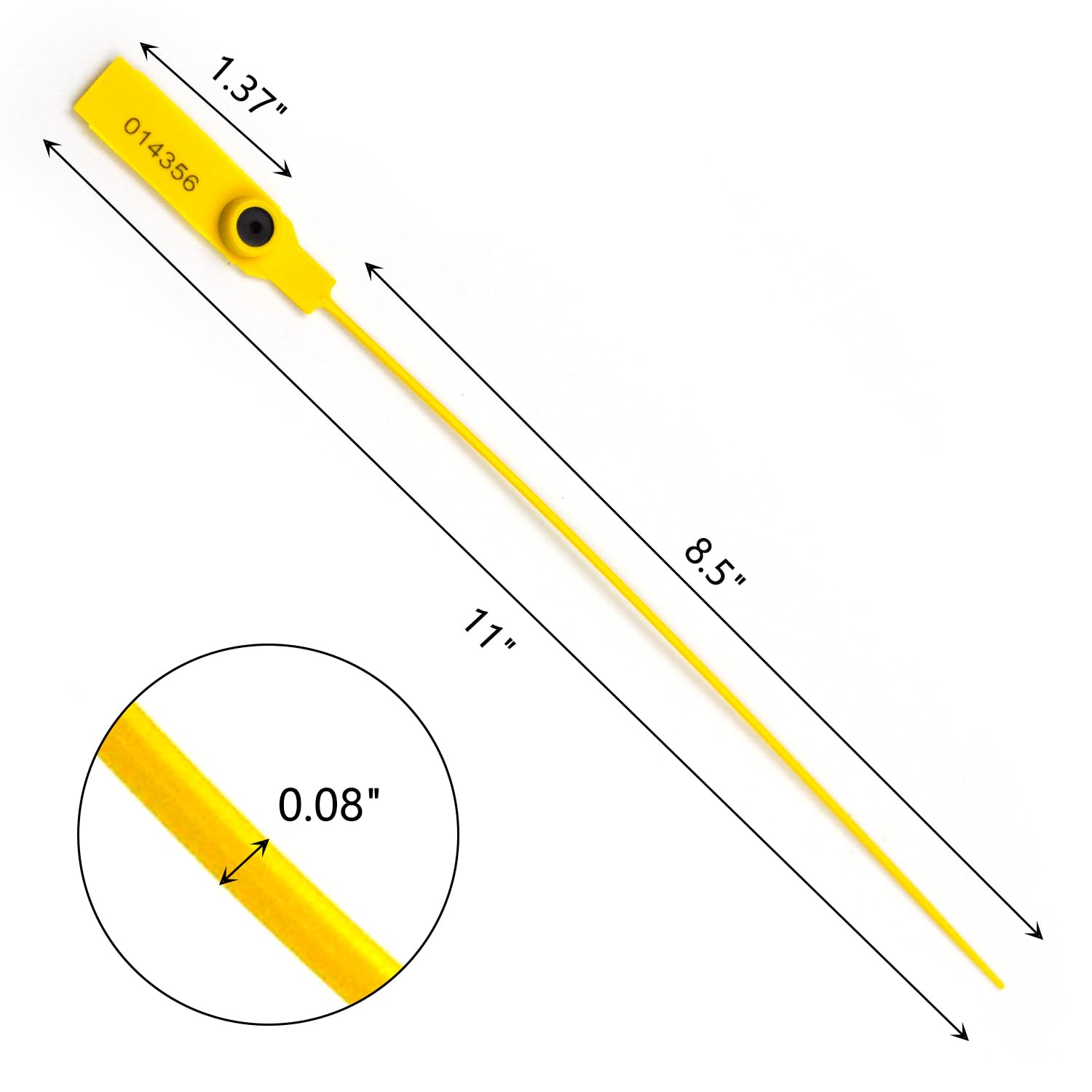 Confezione da 500 lucchetti in plastica numerati da 27,9 cm, con chiusura a strappo, etichette di sicurezza, a prova di manomissione, usa e getta, con chiusura automatica, giallo