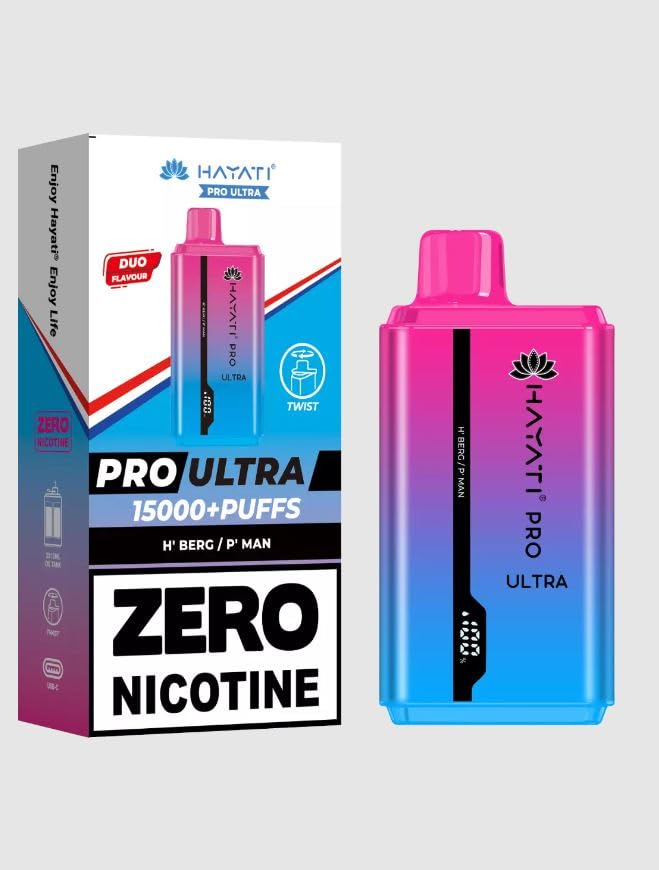 Pro Ultra By Hayati - 15000 Puffs Disposable Vape, 0mg Nicotine Free (H'Berg/P'Man)