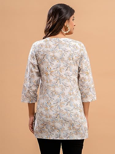 Image of feranoid Women Cotton Printed Straight Short Kurti