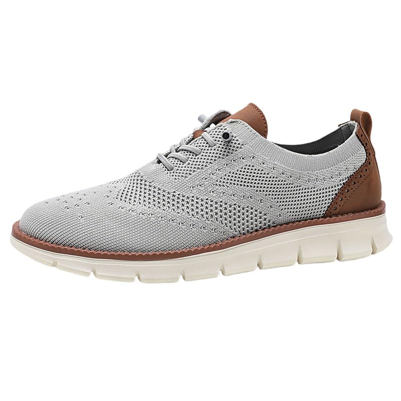 Mens Casual Loafers Lace-Up Mesh Breathable Walking Shoes,Lightweight Soft Sole & Arch Support Sneakers,Lightweight Comfortable Slip On Shoes for Outdoor Jogging Sports