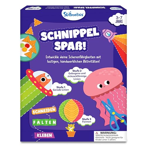 Skillmatics Kunst & Bastelaktivität- Schnippel Spaß! Scherenfähigkeiten üben, Bastelsets, Geschenke für Kleinkinder, Mädchen und Jungen im Alter von 3, 4, 5, 6, 7, Reisespielzeug