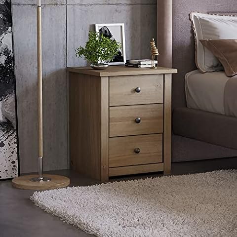 Vida Designs Pine 3 Drawer Bedside Table Cover