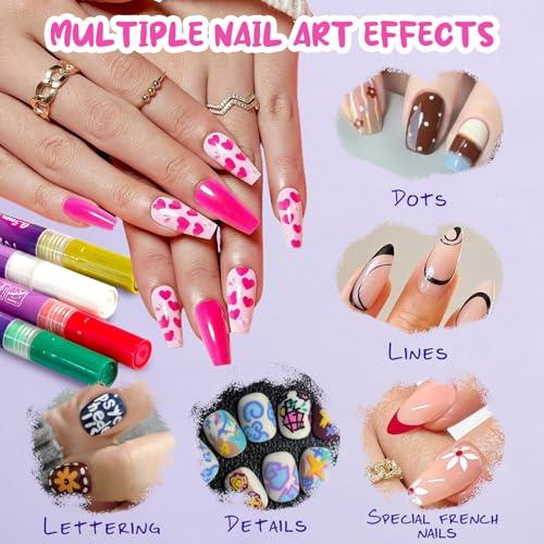 Image of 12 Color Nail Art Pens for Painting Nails, 0.5 MM Nail Polish Pens Drawing Point Liner Painted Pen Kit, Waterproof Quick-drying for DIY Nails Art Design Manicure Tools