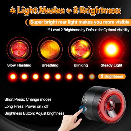 Image of NineLeaf Smart Brake Sensing Rear Bike Lights, Bicycle Tail Light, Bike Lights for Night Riding, Auto On /Off, 300 Lumen 220Adjustable Angle 1000M Viewable Range IP65 Waterproof USB-C Rechargeable